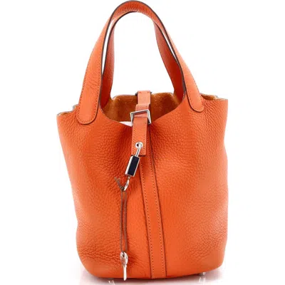 Pre-owned Hermes  Hermes Picotin Lock Bag Clemence Pm In Orange