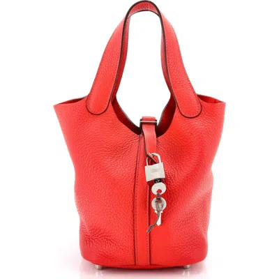 Pre-owned Hermes  Hermes Picotin Lock Bag Clemence Pm In Orange
