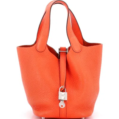 Pre-owned Hermes  Hermes Picotin Lock Bag Clemence Pm In Orange