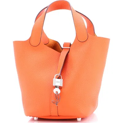 Pre-owned Hermes  Hermes Picotin Lock Bag Clemence Pm In Orange