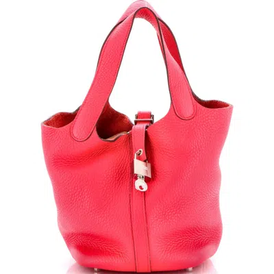 Pre-owned Hermes  Hermes Picotin Lock Bag Clemence Pm In Pink