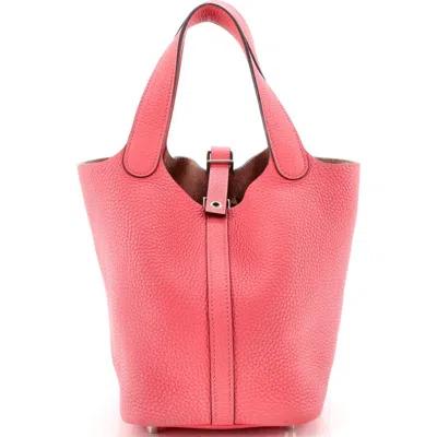 Pre-owned Hermes  Hermes Picotin Lock Bag Clemence Pm In Pink