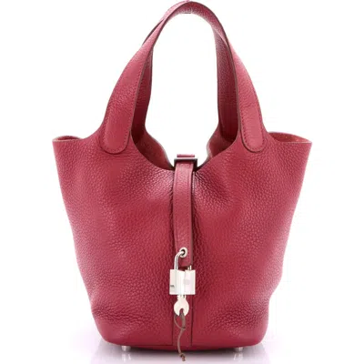 Pre-owned Hermes  Hermes Picotin Lock Bag Clemence Pm In Red