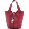 Pre-owned Hermes  Hermes Picotin Lock Bag Clemence Pm In Red