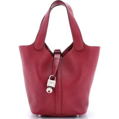 Pre-owned Hermes  Hermes Picotin Lock Bag Clemence Pm In Red