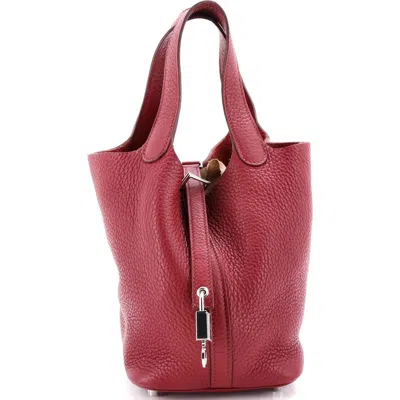 Pre-owned Hermes  Hermes Picotin Lock Bag Clemence Pm In Red