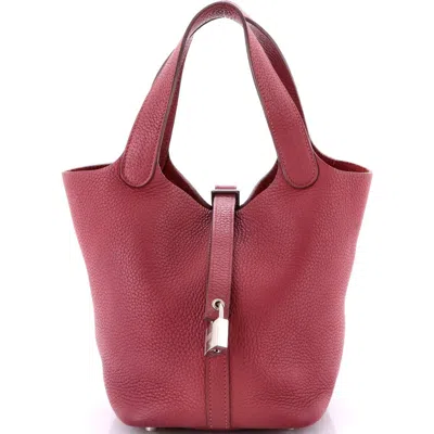 Pre-owned Hermes  Hermes Picotin Lock Bag Clemence Pm In Red
