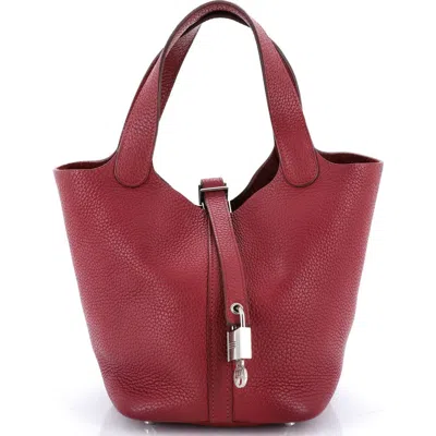 Pre-owned Hermes  Hermes Picotin Lock Bag Clemence Pm In Red