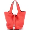 Pre-owned Hermes  Hermes Picotin Lock Bag Clemence Pm In Red