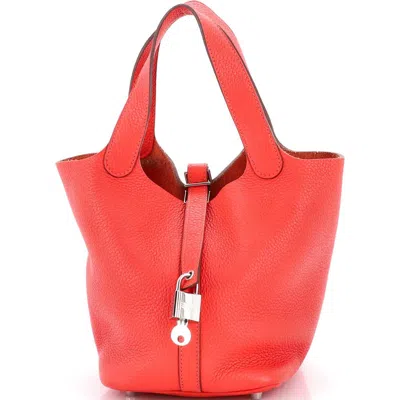Pre-owned Hermes  Hermes Picotin Lock Bag Clemence Pm In Red