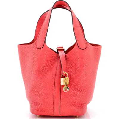 Pre-owned Hermes  Hermes Picotin Lock Bag Clemence Pm In Pink