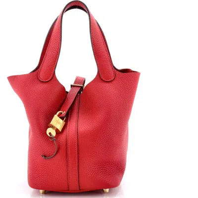 Pre-owned Hermes  Hermes Picotin Lock Bag Clemence Pm In Red
