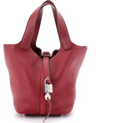 Pre-owned Hermes  Hermes Picotin Lock Bag Clemence Pm In Red