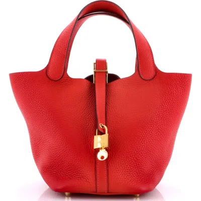 Pre-owned Hermes  Hermes Picotin Lock Bag Clemence Pm In Red