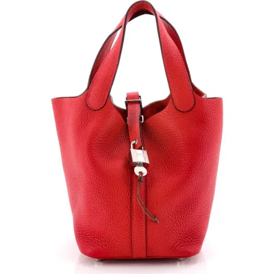 Pre-owned Hermes  Hermes Picotin Lock Bag Clemence Pm In Red