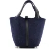 Pre-owned Hermes  Hermes Picotin Lock Bag Felt With Leather Pm In Blue