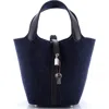 Pre-owned Hermes  Hermes Picotin Lock Bag Felt With Leather Pm In Blue