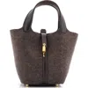 Pre-owned Hermes  Hermes Picotin Lock Bag Felt With Leather Pm In Brown