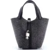 Pre-owned Hermes  Hermes Picotin Lock Bag Felt With Leather Pm In Gray