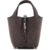 Pre-owned Hermes  Hermes Picotin Lock Bag Felt With Leather Pm In Gray