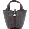 Pre-owned Hermes  Hermes Picotin Lock Bag Felt With Leather Pm In Gray