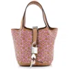 Pre-owned Hermes  Hermes Picotin Lock Bag Lucky Daisy Printed Swift Micro In Brown