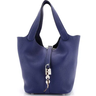 Pre-owned Hermes  Hermes Picotin Lock Bag Maurice Mm In Blue