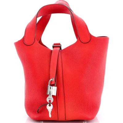 Pre-owned Hermes  Hermes Picotin Lock Bag Maurice Pm In Red