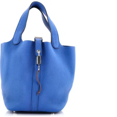 Pre-owned Hermes  Hermes Picotin Lock Bag Maurice Pm In Blue