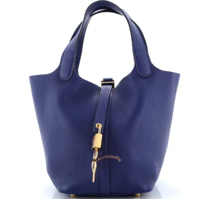 Pre-owned Hermes  Hermes Picotin Lock Bag Maurice Pm In Blue