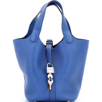 Pre-owned Hermes  Hermes Picotin Lock Bag Maurice Pm In Blue