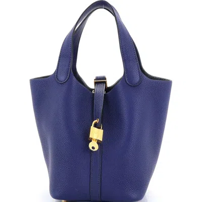 Pre-owned Hermes  Hermes Picotin Lock Bag Maurice Pm In Blue