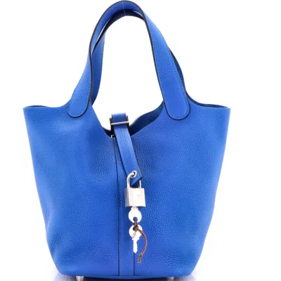 Pre-owned Hermes  Hermes Picotin Lock Bag Maurice Pm In Blue