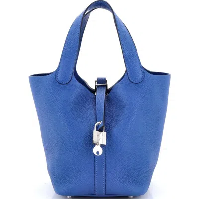 Pre-owned Hermes  Hermes Picotin Lock Bag Maurice Pm In Blue