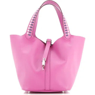 Pre-owned Hermes  Hermes Picotin Lock Bag Tressage Epsom Mm In Purple