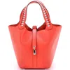 Pre-owned Hermes  Hermes Picotin Lock Bag Tressage Epsom Pm In Red