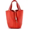 Pre-owned Hermes  Hermes Picotin Lock Bag Tressage Epsom Pm In Red