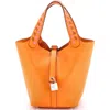 Pre-owned Hermes  Hermes Picotin Lock Bag Tressage Epsom Pm In Orange