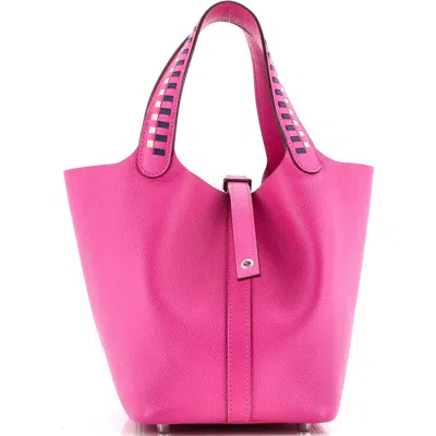 Pre-owned Hermes  Hermes Picotin Lock Bag Tressage Epsom Pm In Purple