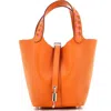 Pre-owned Hermes  Hermes Picotin Lock Bag Tressage Epsom Pm In Orange