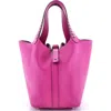 Pre-owned Hermes  Hermes Picotin Lock Bag Tressage Epsom Pm In White