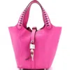 Pre-owned Hermes  Hermes Picotin Lock Bag Tressage Epsom Pm In Pink
