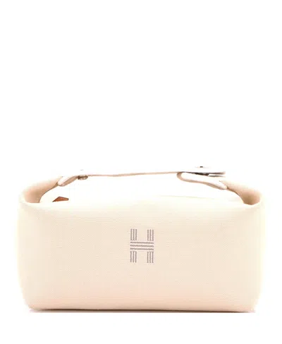 Pre-owned Pre-owned Hermes  Hermes Pm Bride-a-brac Travel Case Toile In Neutral