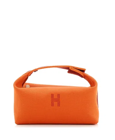 Pre-owned Pre-owned Hermes  Hermes Pm Bride-a-brac Travel Case Toile In Orange