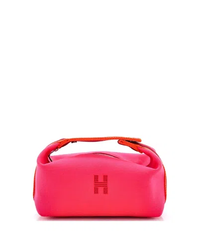 Pre-owned Pre-owned Hermes  Hermes Pm Bride-a-brac Travel Case Toile In Pink