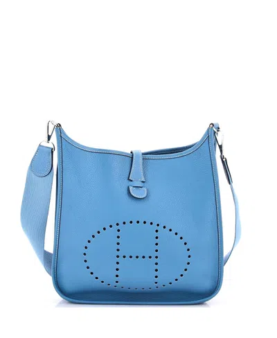 Pre-owned Pre-owned Hermes  Hermes Pm Evelyne Bag Gen Ii Clemence In Blue