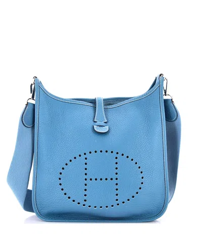 Pre-owned Pre-owned Hermes  Hermes Pm Evelyne Bag Gen Ii Clemence In Blue