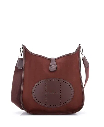 Pre-owned Pre-owned Hermes  Hermes Pm Evelyne Bag Gen Ii Toile And Leather In Brown