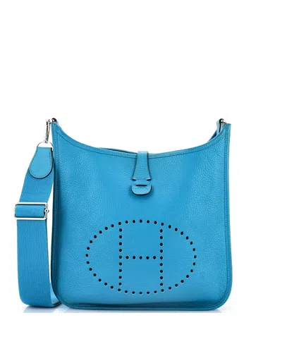Pre-owned Pre-owned Hermes  Hermes Pm Evelyne Bag Gen Iii Clemence In Blue