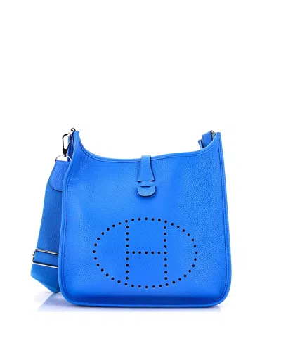 Pre-owned Pre-owned Hermes  Hermes Pm Evelyne Bag Gen Iii Clemence In Blue